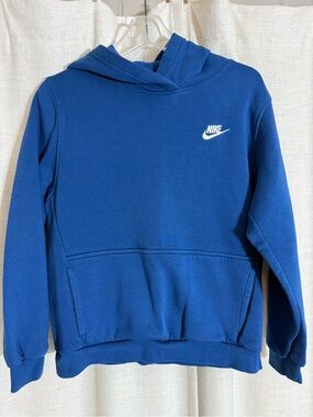 Nike Boys Royal Blue Hooded Pullover with White Swoosh